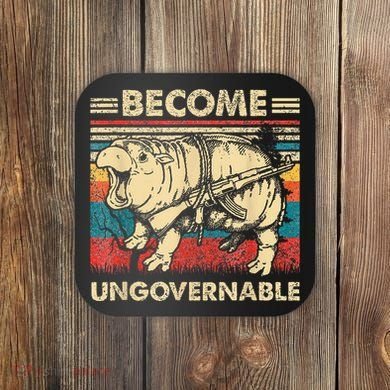 Become Ungovernable Funny Moodeng Cute Baby Hippo Meme Coaster