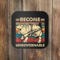 Become Ungovernable Funny Moodeng Cute Baby Hippo Meme Coaster thumb 0