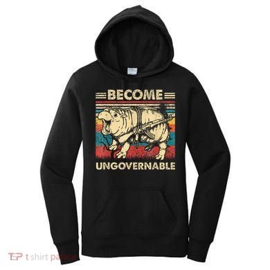 Become Ungovernable Funny Moodeng Cute Baby Hippo Meme Women's Hoodie