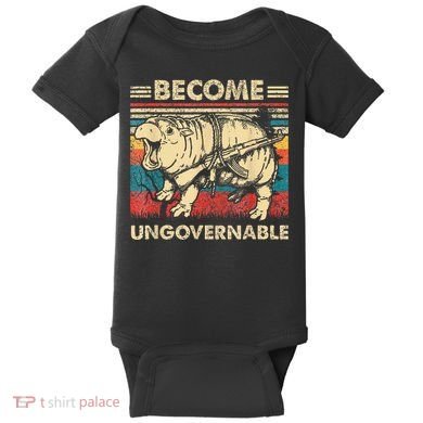 Become Ungovernable Funny Moodeng Cute Baby Hippo Meme Baby Bodysuit