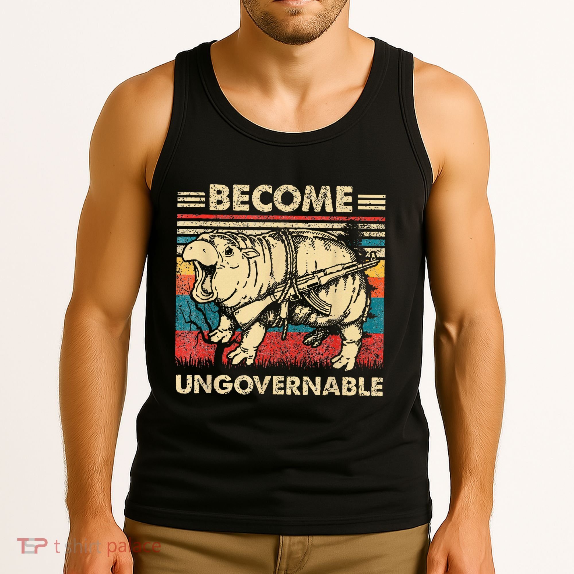 Become Ungovernable Funny Moodeng Cute Baby Hippo Meme Tank Top