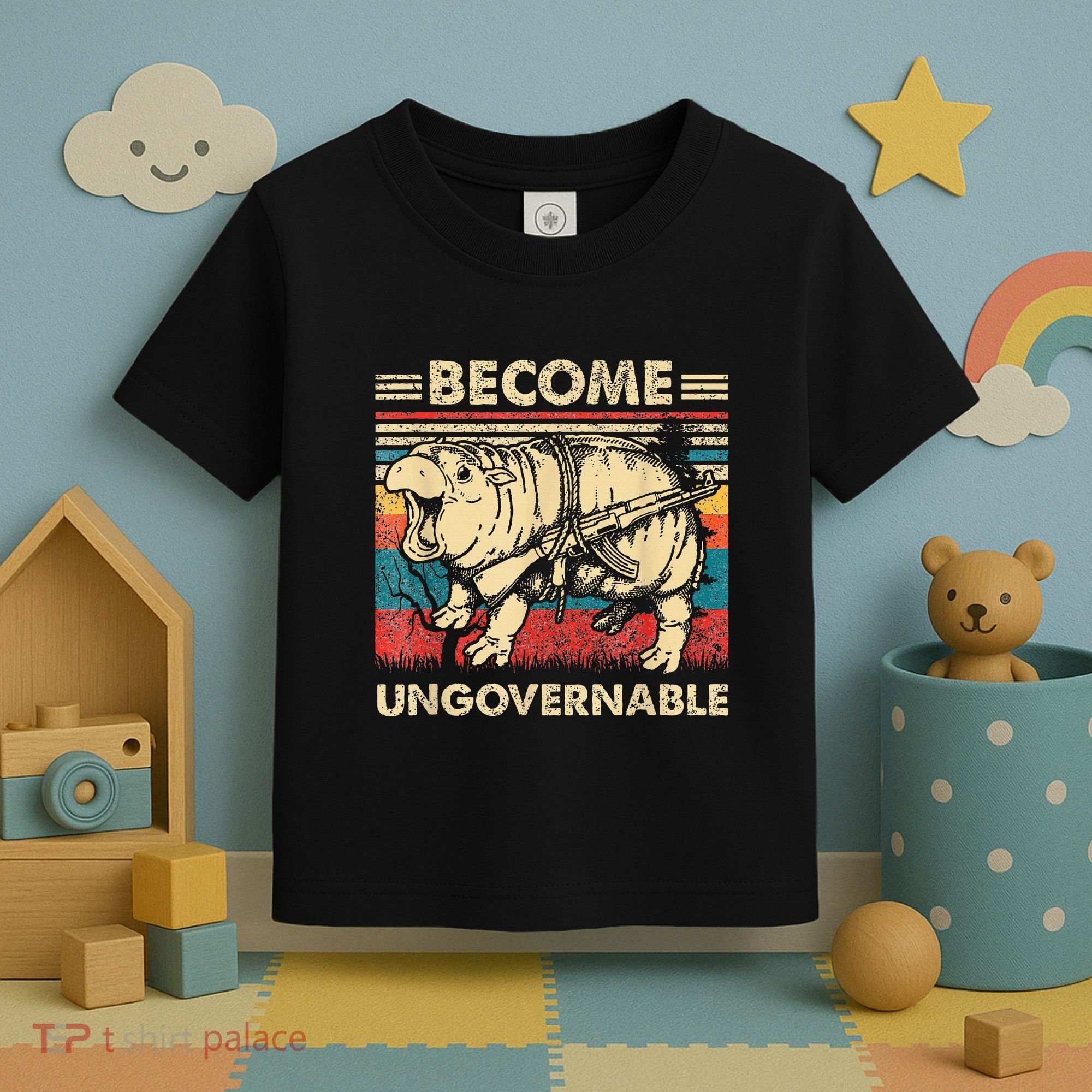 Become Ungovernable Funny Moodeng Cute Baby Hippo Meme Toddler T-Shirt