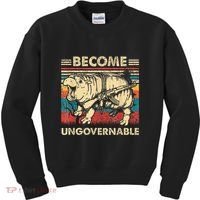 Become Ungovernable Funny Moodeng Cute Baby Hippo Meme Kids Sweatshirt thumb 0