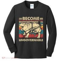 Become Ungovernable Funny Moodeng Cute Baby Hippo Meme Kids Long Sleeve Shirt thumb 0