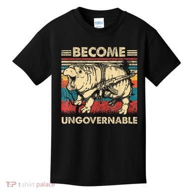 Become Ungovernable Funny Moodeng Cute Baby Hippo Meme Kids T-Shirt