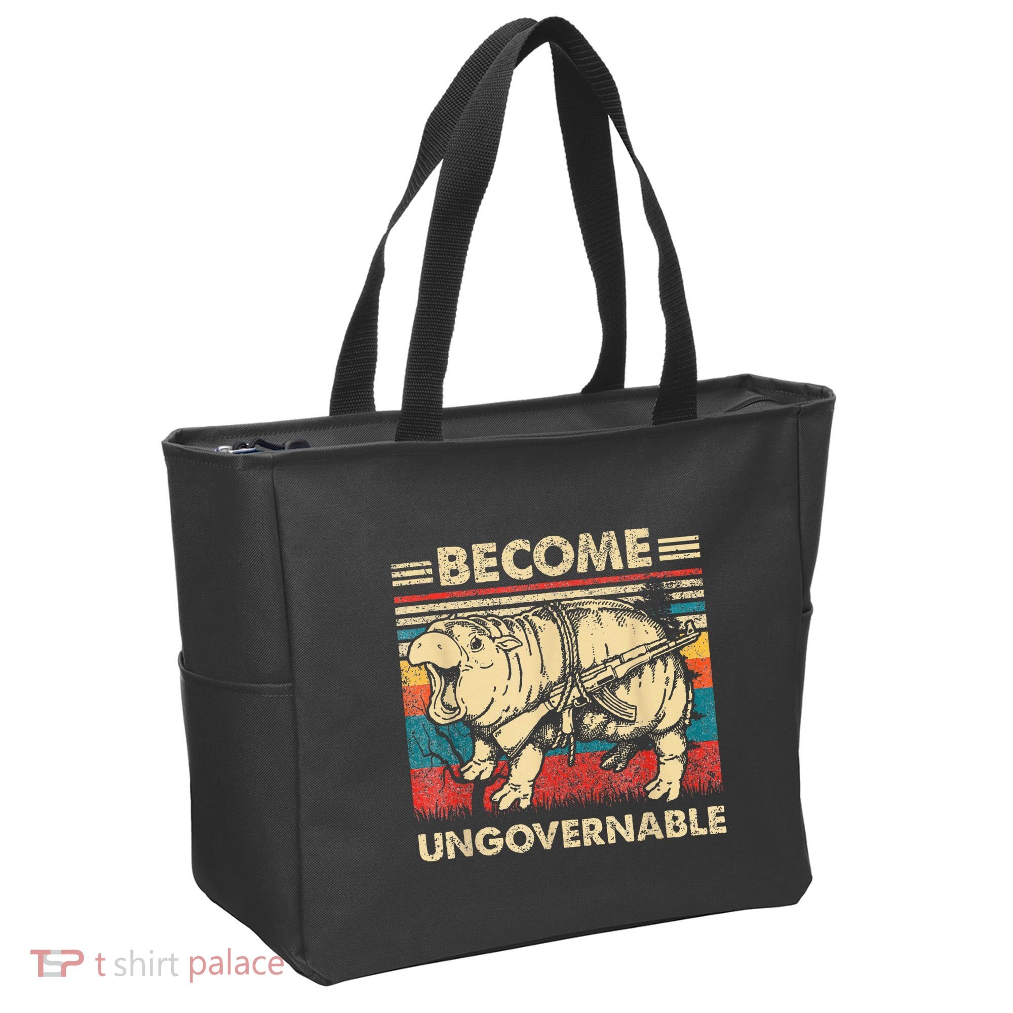 Become Ungovernable Funny Moodeng Cute Baby Hippo Meme Tote Bag