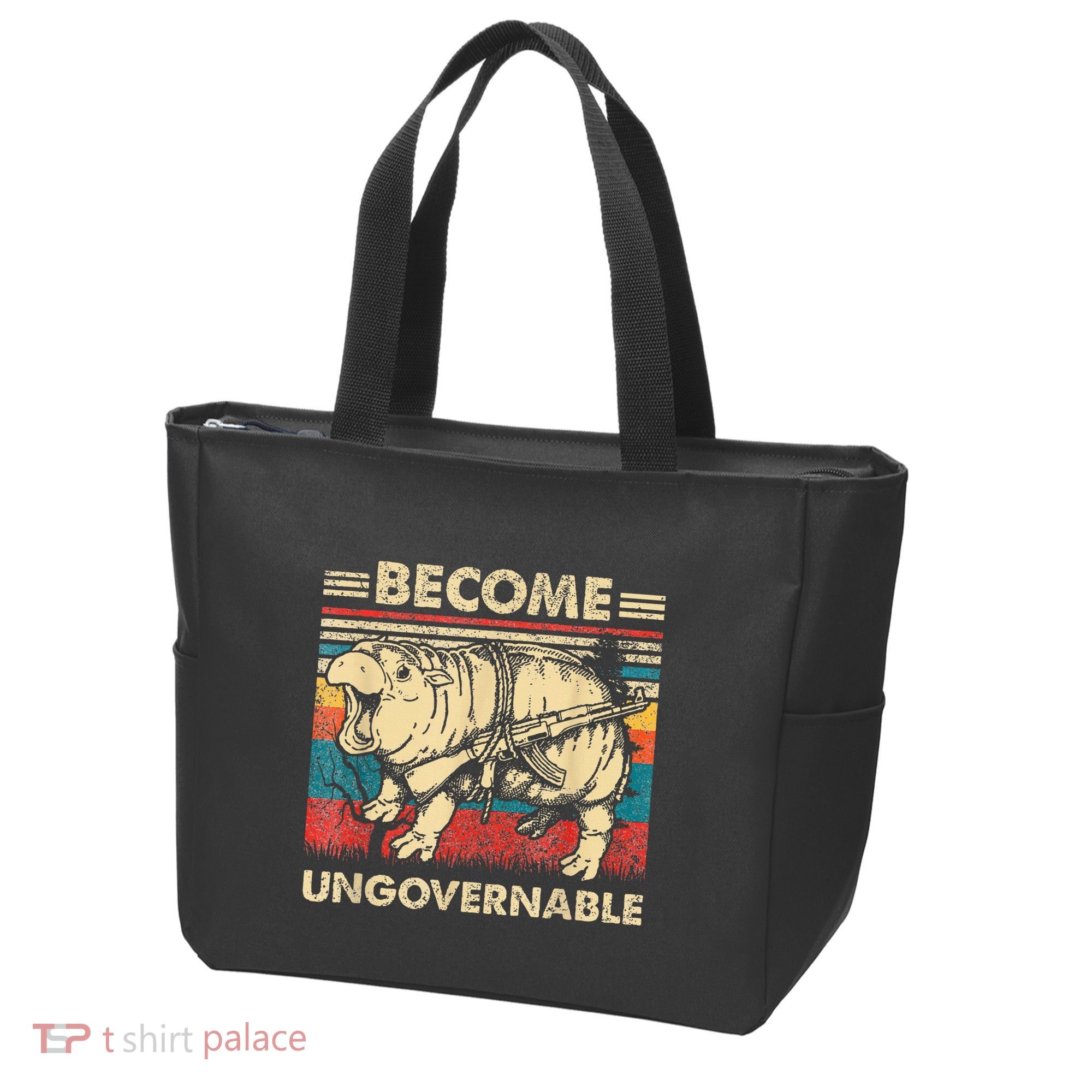 Become Ungovernable Funny Moodeng Cute Baby Hippo Meme Tote Bag