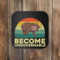 Become Ungovernable Funny Baby Hippo Moo Deng Funny Saying Coaster thumb 0