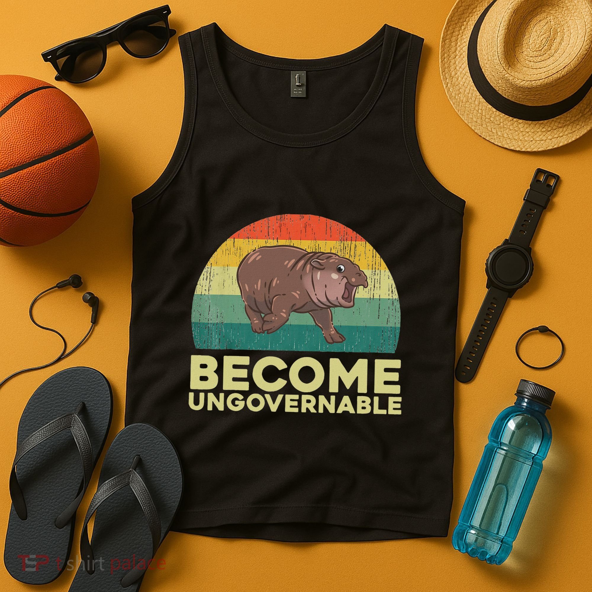 Become Ungovernable Funny Baby Hippo Moo Deng Funny Saying Tank Top