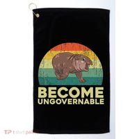Become Ungovernable Funny Baby Hippo Moo Deng Funny Saying Golf Towel thumb 0