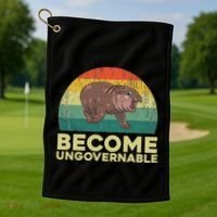 Become Ungovernable Funny Baby Hippo Moo Deng Funny Saying Golf Towel thumb 1