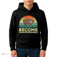 Become Ungovernable Funny Baby Hippo Moo Deng Funny Saying Kids Hoodie thumb 4