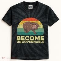Become Ungovernable Funny Baby Hippo Moo Deng Funny Saying Kids Tie-Dye T-Shirt thumb 0