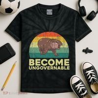 Become Ungovernable Funny Baby Hippo Moo Deng Funny Saying Kids Tie-Dye T-Shirt thumb 2