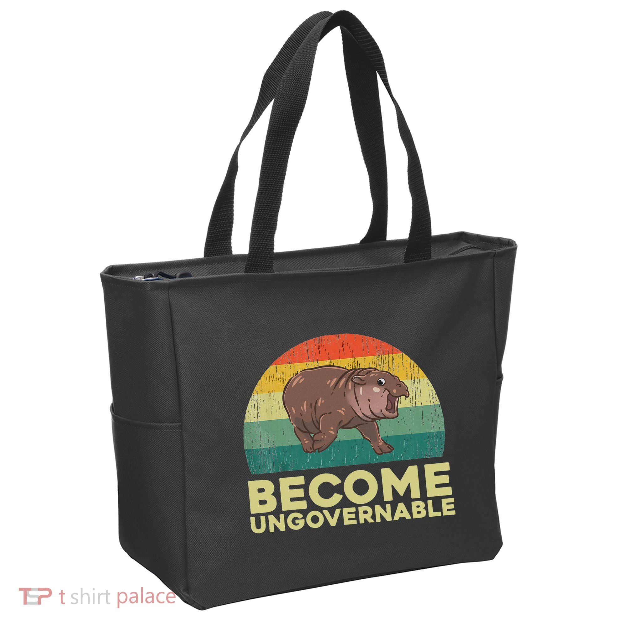 Become Ungovernable Funny Baby Hippo Moo Deng Funny Saying Tote Bag