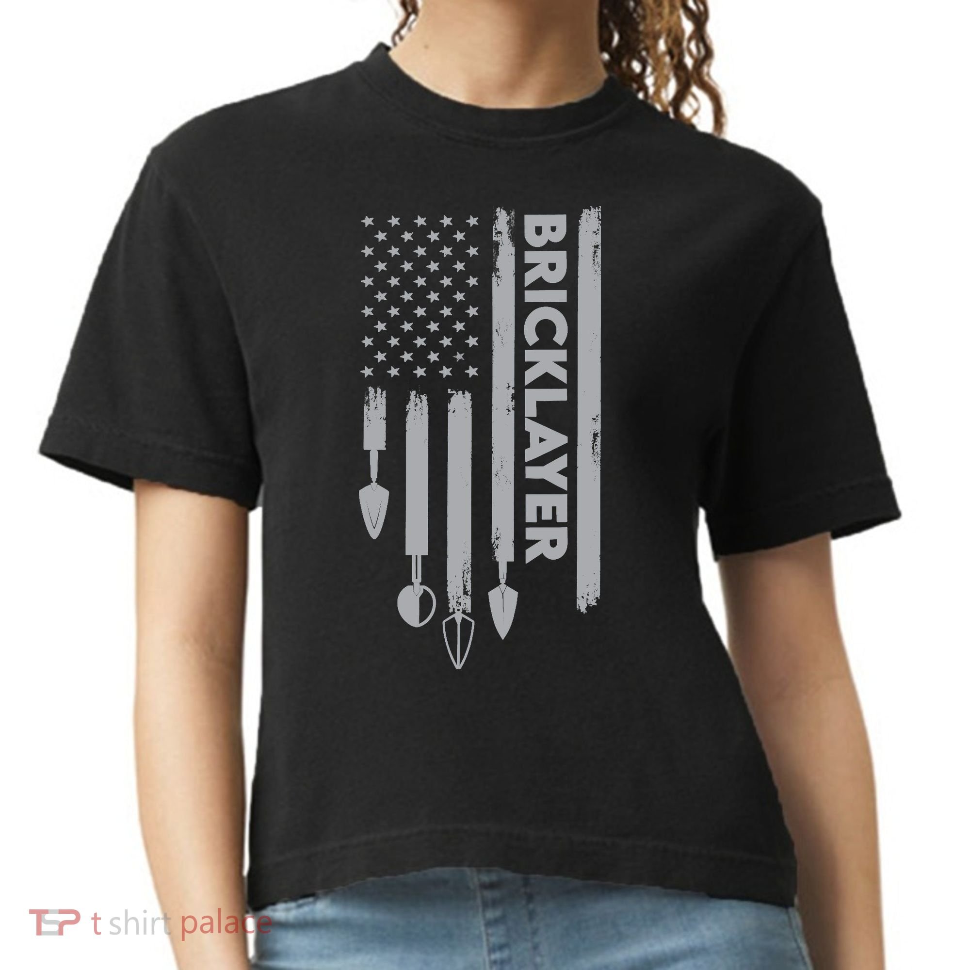 Bricklayer USA Flag America Brick Masonry Comfort Colors Boxy T-Shirt