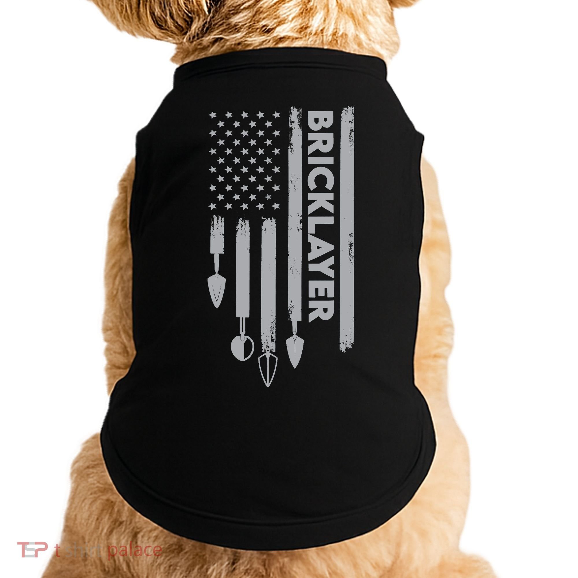 Bricklayer USA Flag America Brick Masonry Doggie Tank