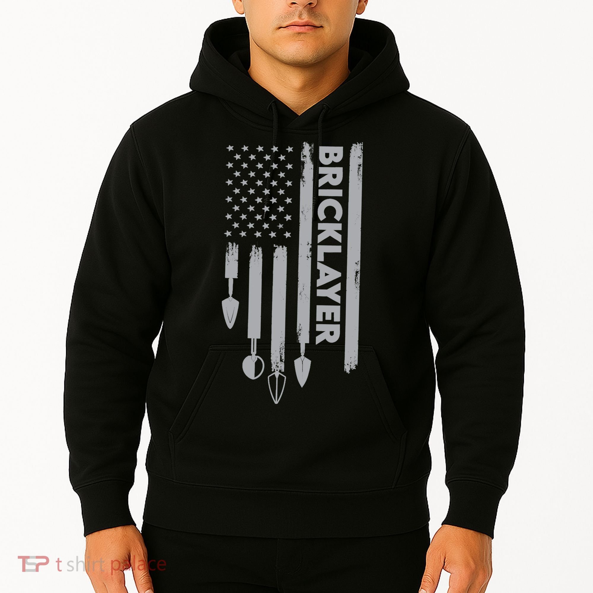 Bricklayer USA Flag America Brick Masonry Hoodie