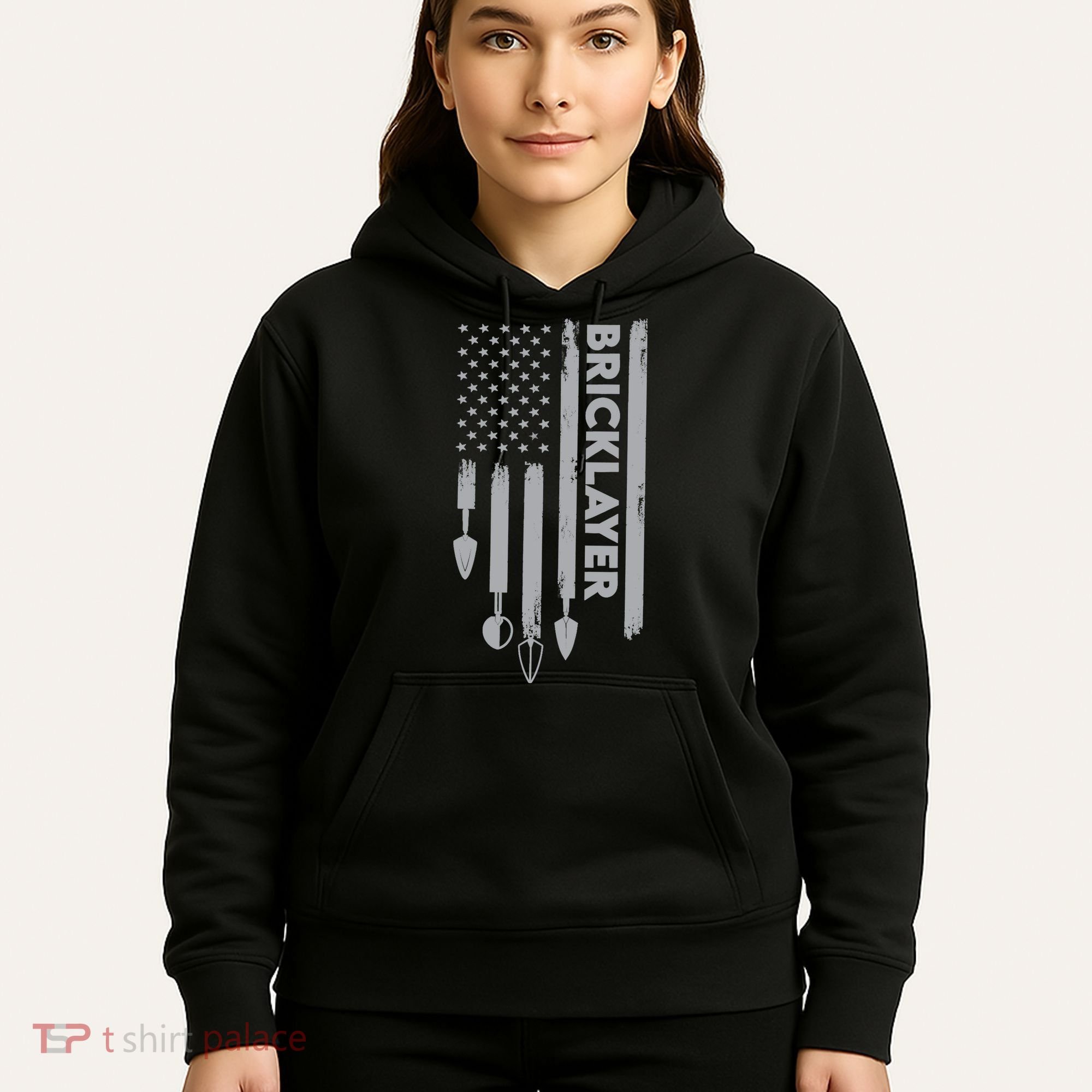 Bricklayer USA Flag America Brick Masonry Hoodie