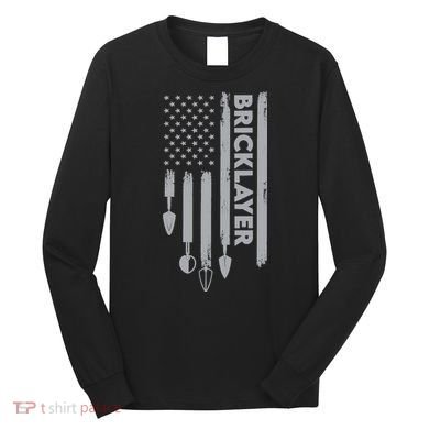 Bricklayer USA Flag America Brick Masonry Long Sleeve Shirt