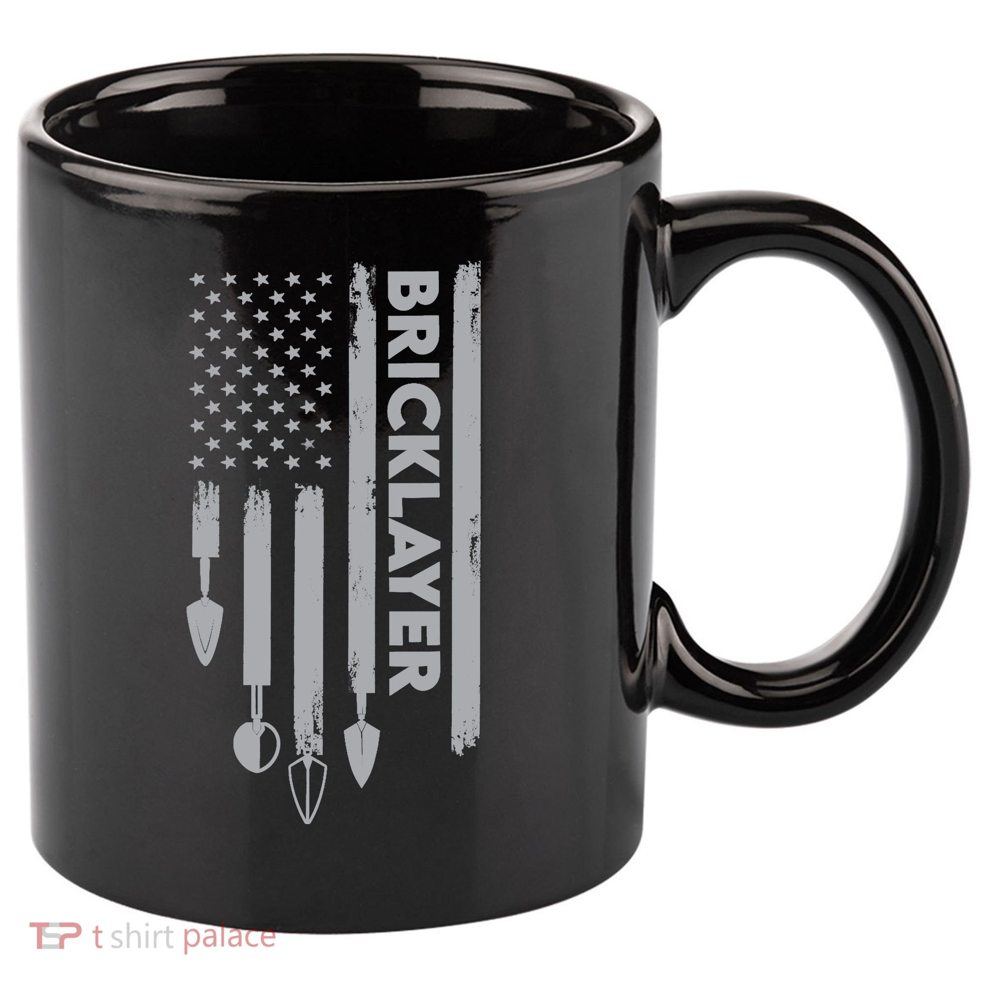 Bricklayer USA Flag America Brick Masonry 11oz C Handle Ceramic Mug