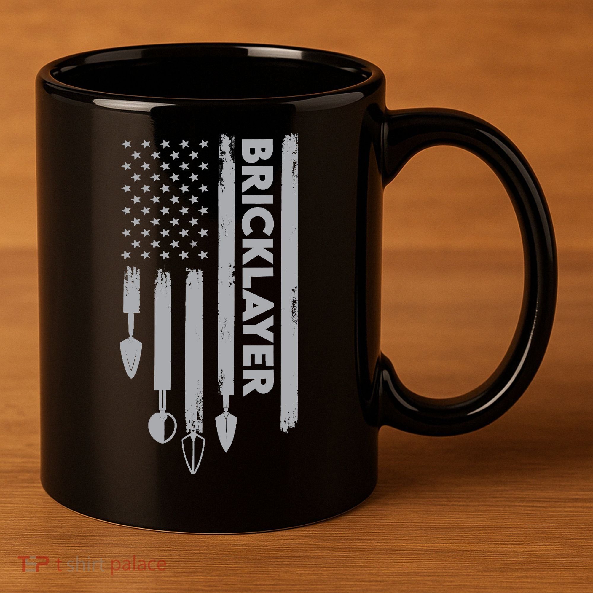 Bricklayer USA Flag America Brick Masonry 11oz C Handle Ceramic Mug