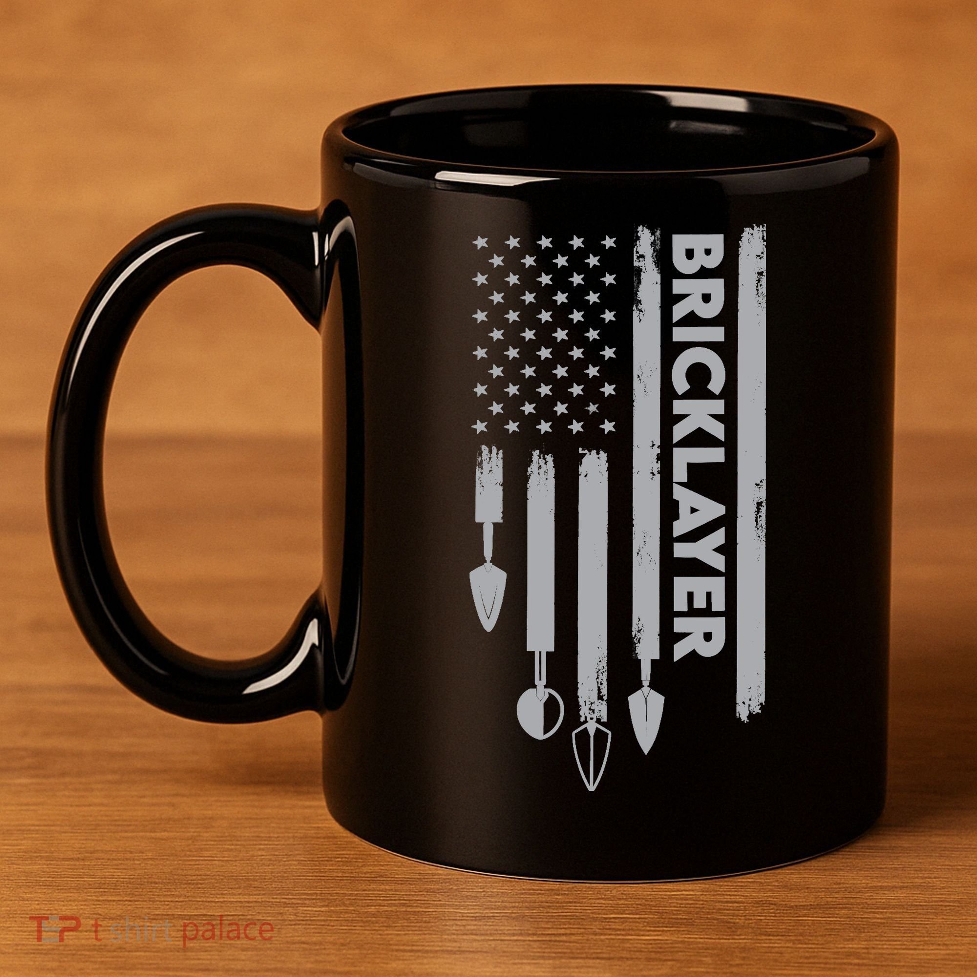 Bricklayer USA Flag America Brick Masonry 11oz C Handle Ceramic Mug