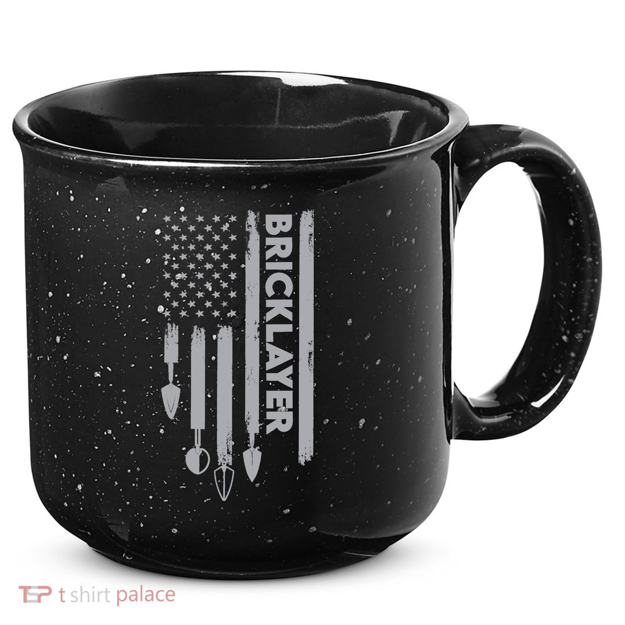 Bricklayer USA Flag America Brick Masonry 15oz Campfire Ceramic Mug