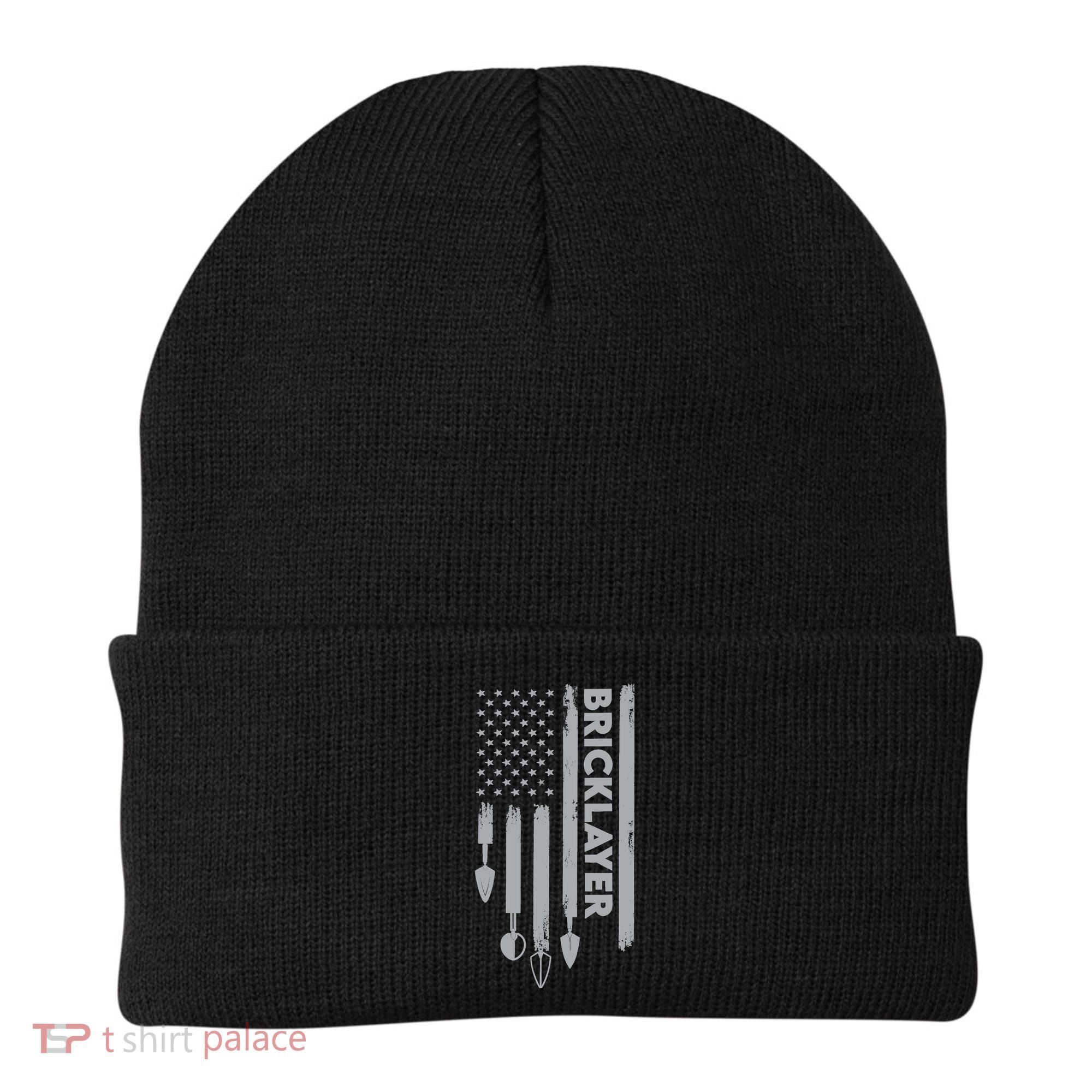 Bricklayer USA Flag America Brick Masonry Beanie