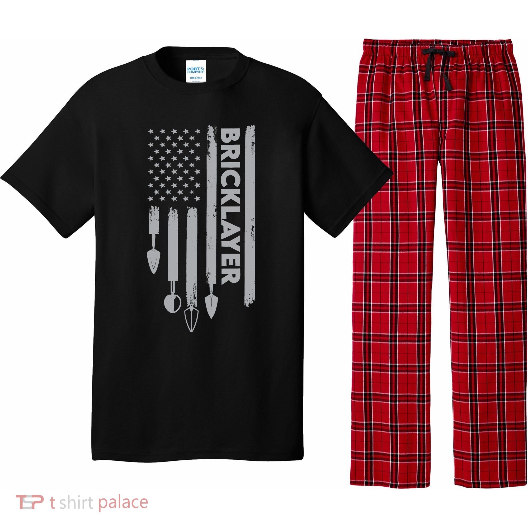 Bricklayer USA Flag America Brick Masonry Pajama Set