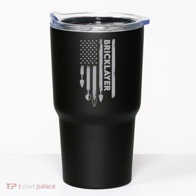 Bricklayer USA Flag America Brick Masonry Tumbler