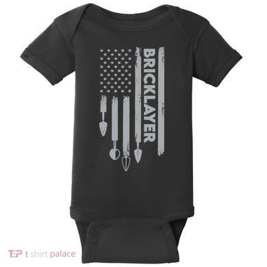 Bricklayer USA Flag America Brick Masonry Baby Bodysuit