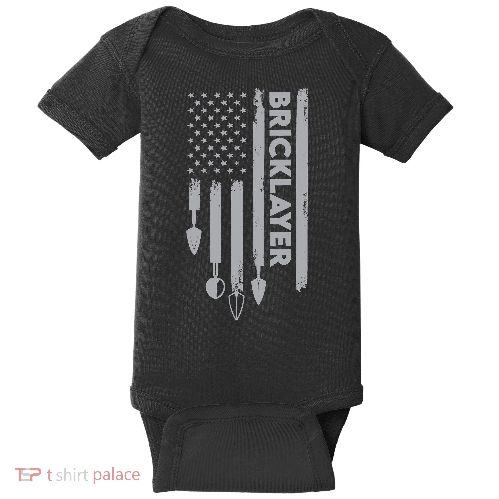 Bricklayer USA Flag America Brick Masonry Baby Bodysuit