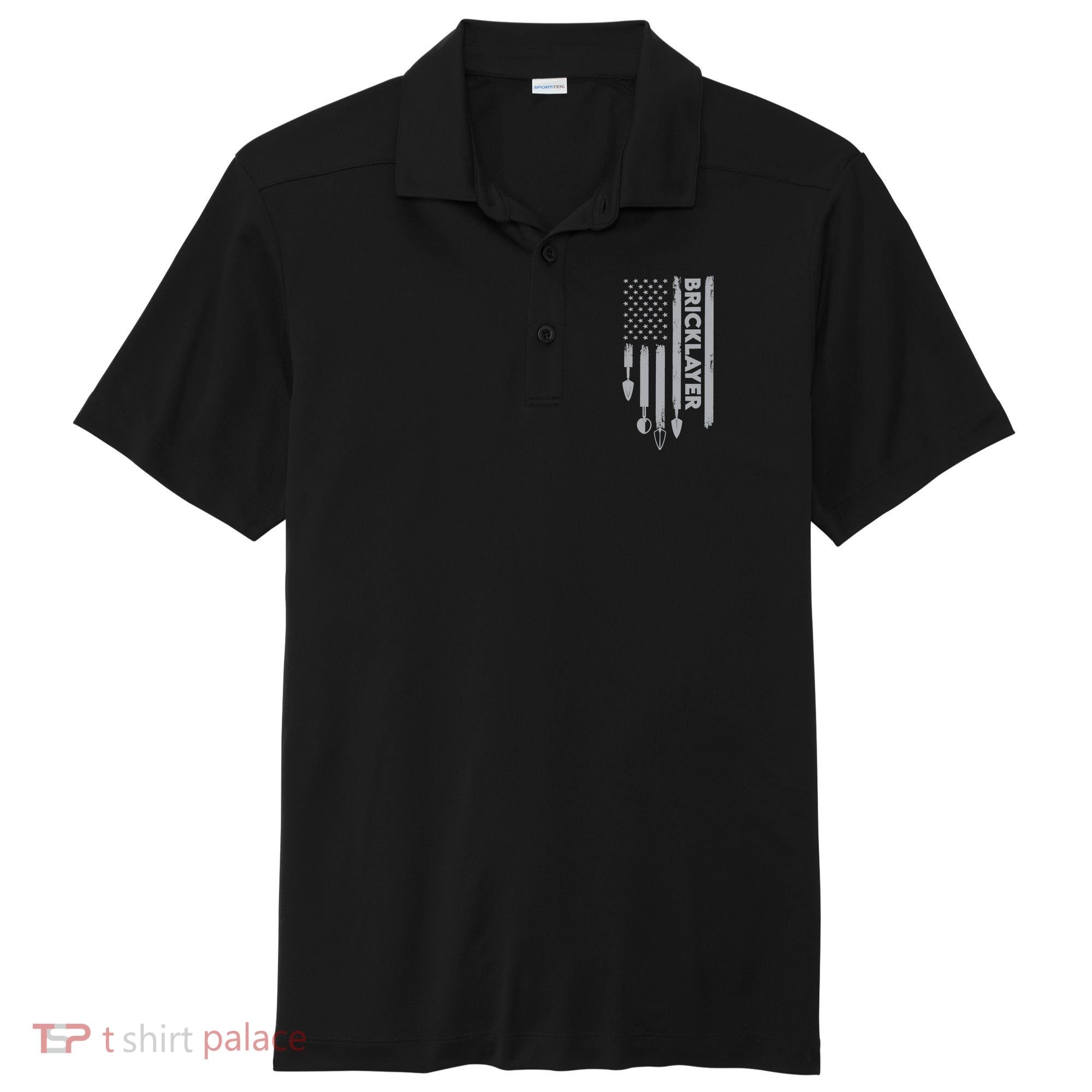 Bricklayer USA Flag America Brick Masonry Sport-Tek Posi-UV Pro Polo