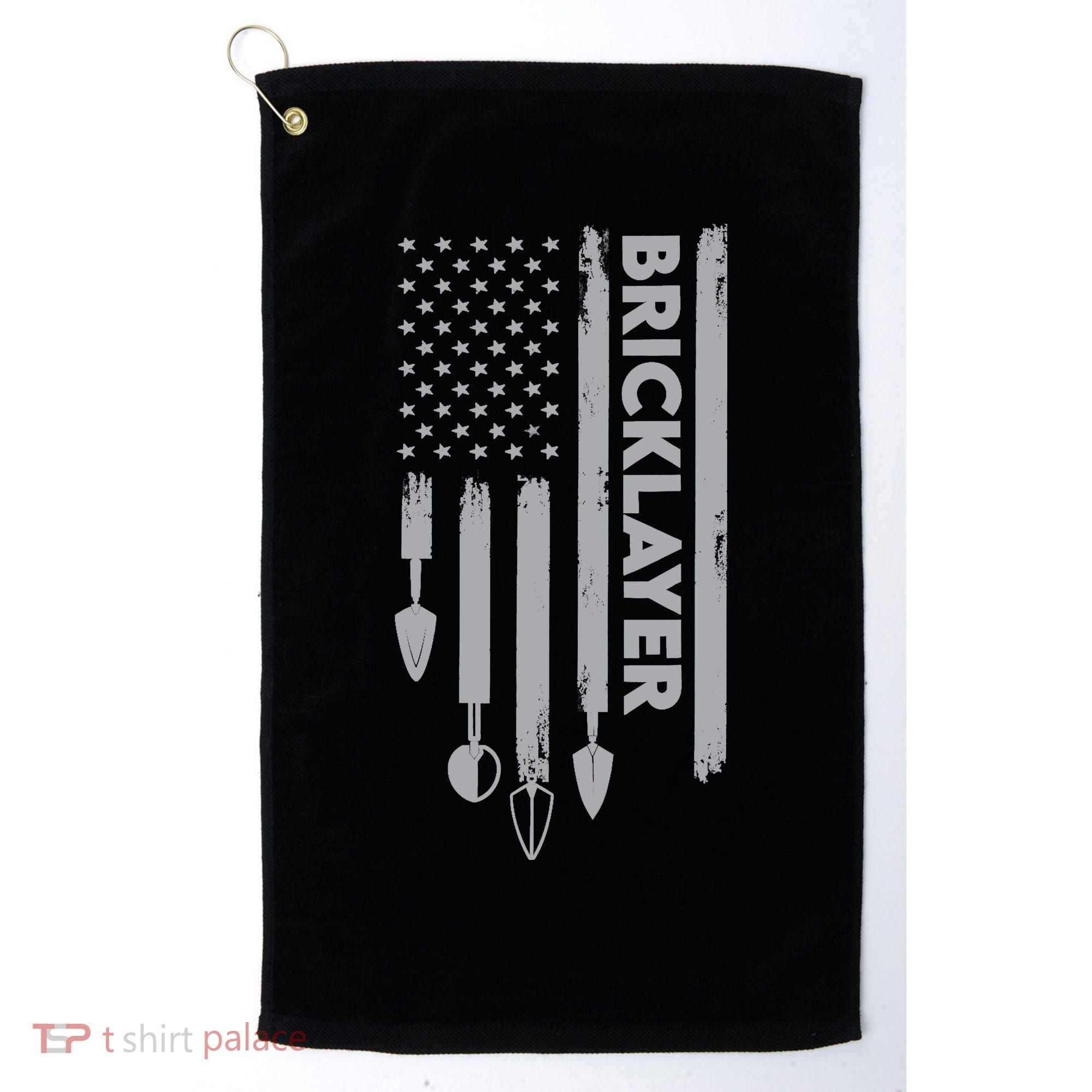 Bricklayer USA Flag America Brick Masonry Golf Towel