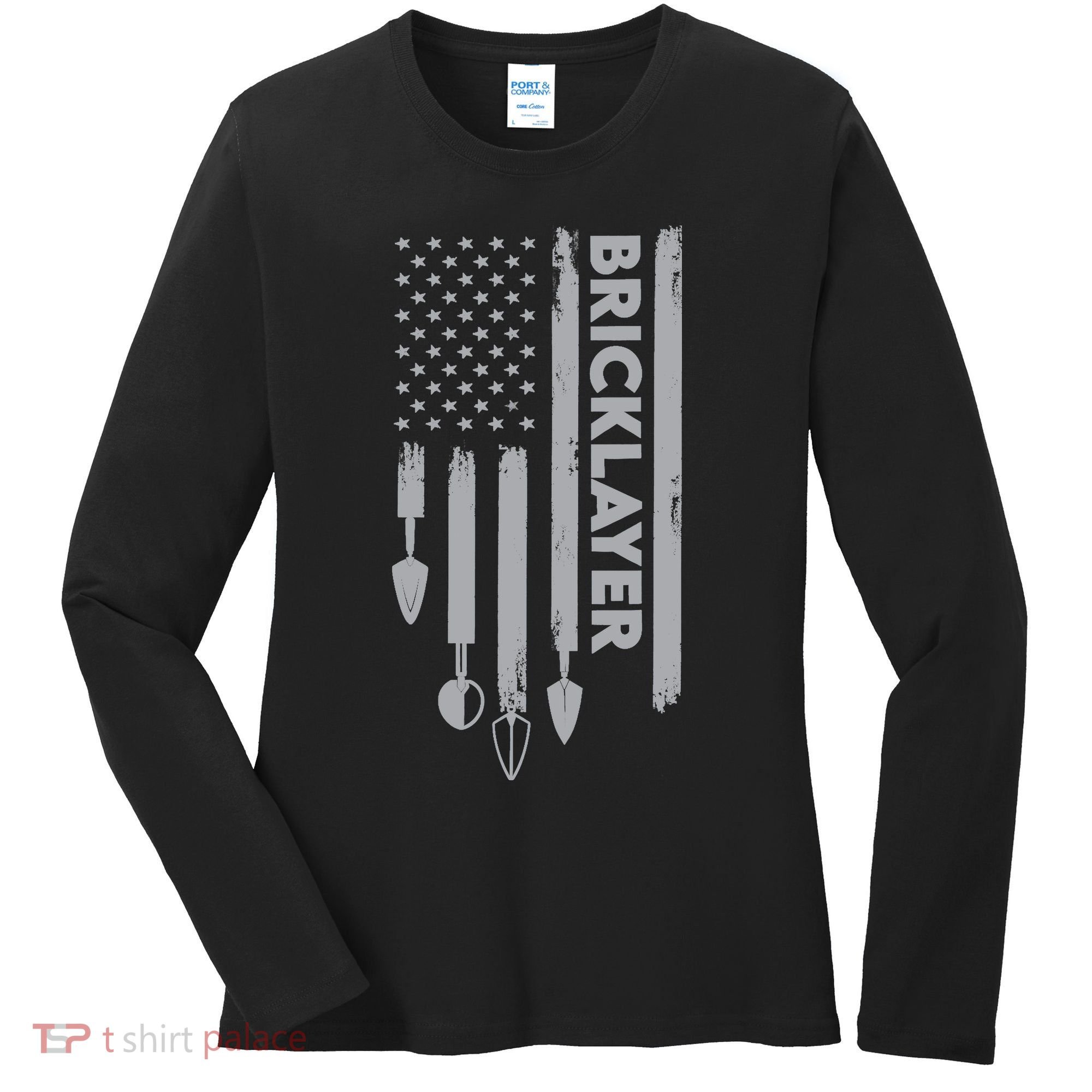 Bricklayer USA Flag America Brick Masonry Women's Long Sleeve Shirt