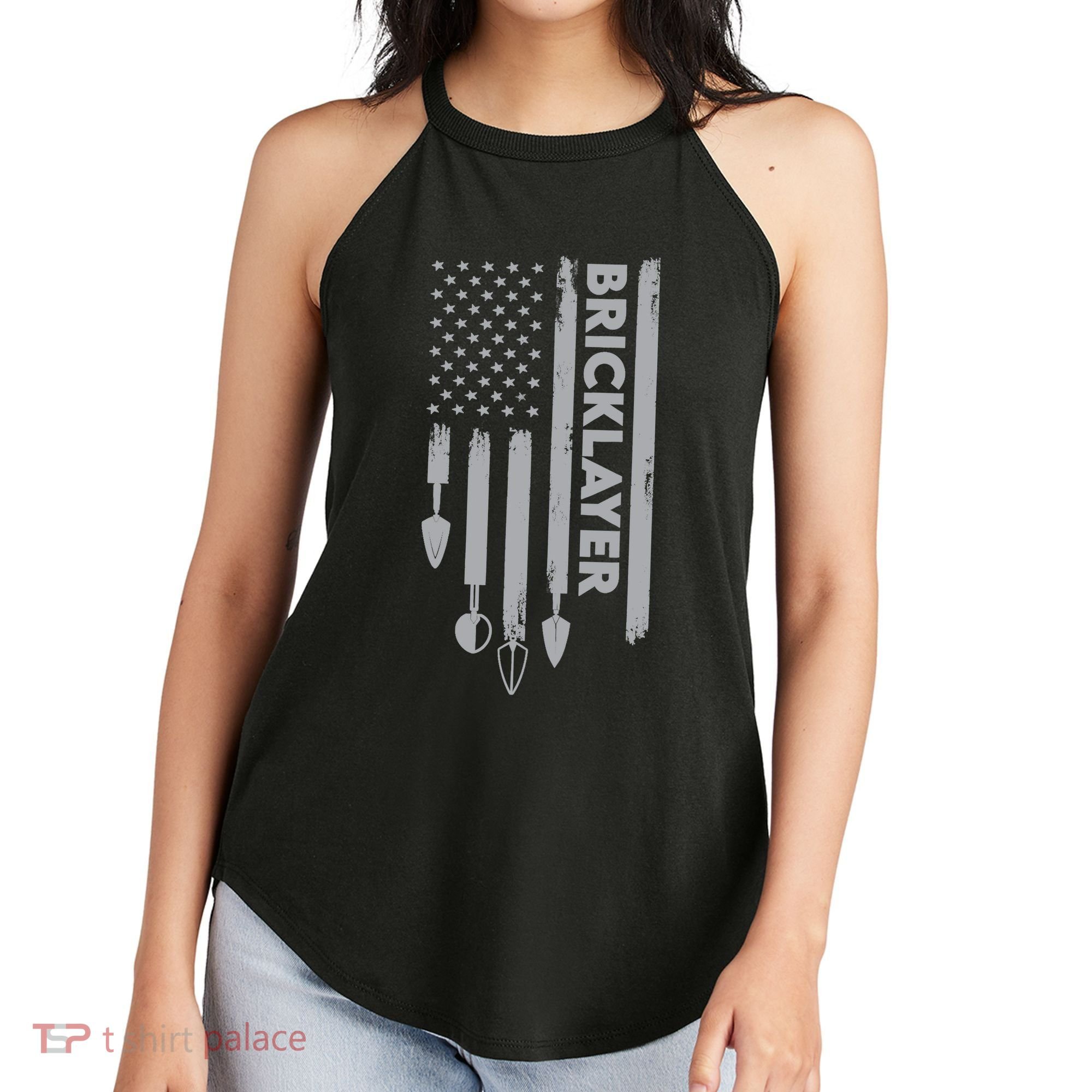 Bricklayer USA Flag America Brick Masonry Women's Perfect Tri Rocker Tank
