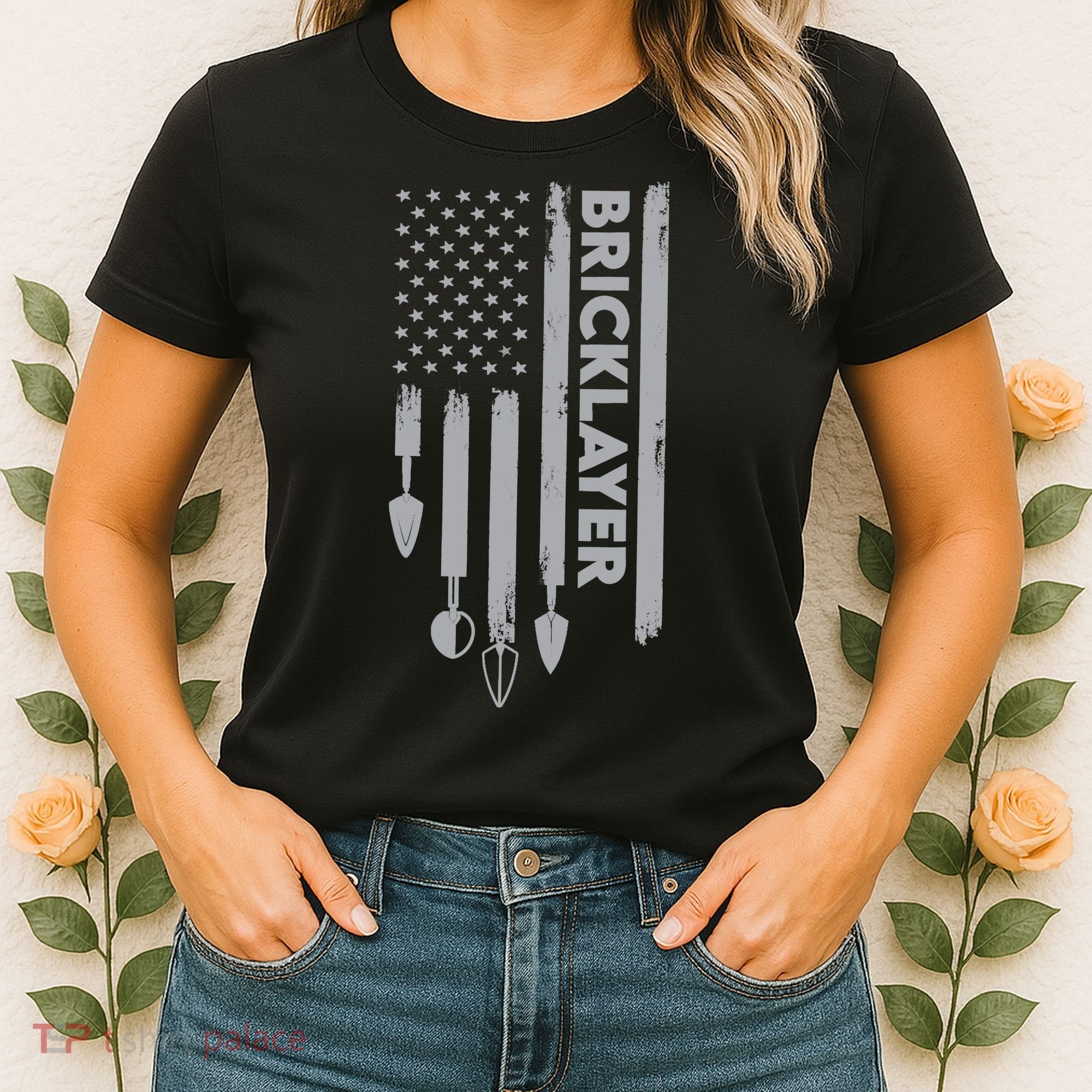 Bricklayer USA Flag America Brick Masonry Women's T-Shirt