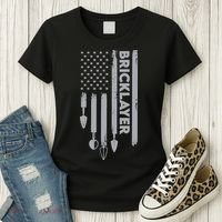 Bricklayer USA Flag America Brick Masonry Women's T-Shirt thumb 3