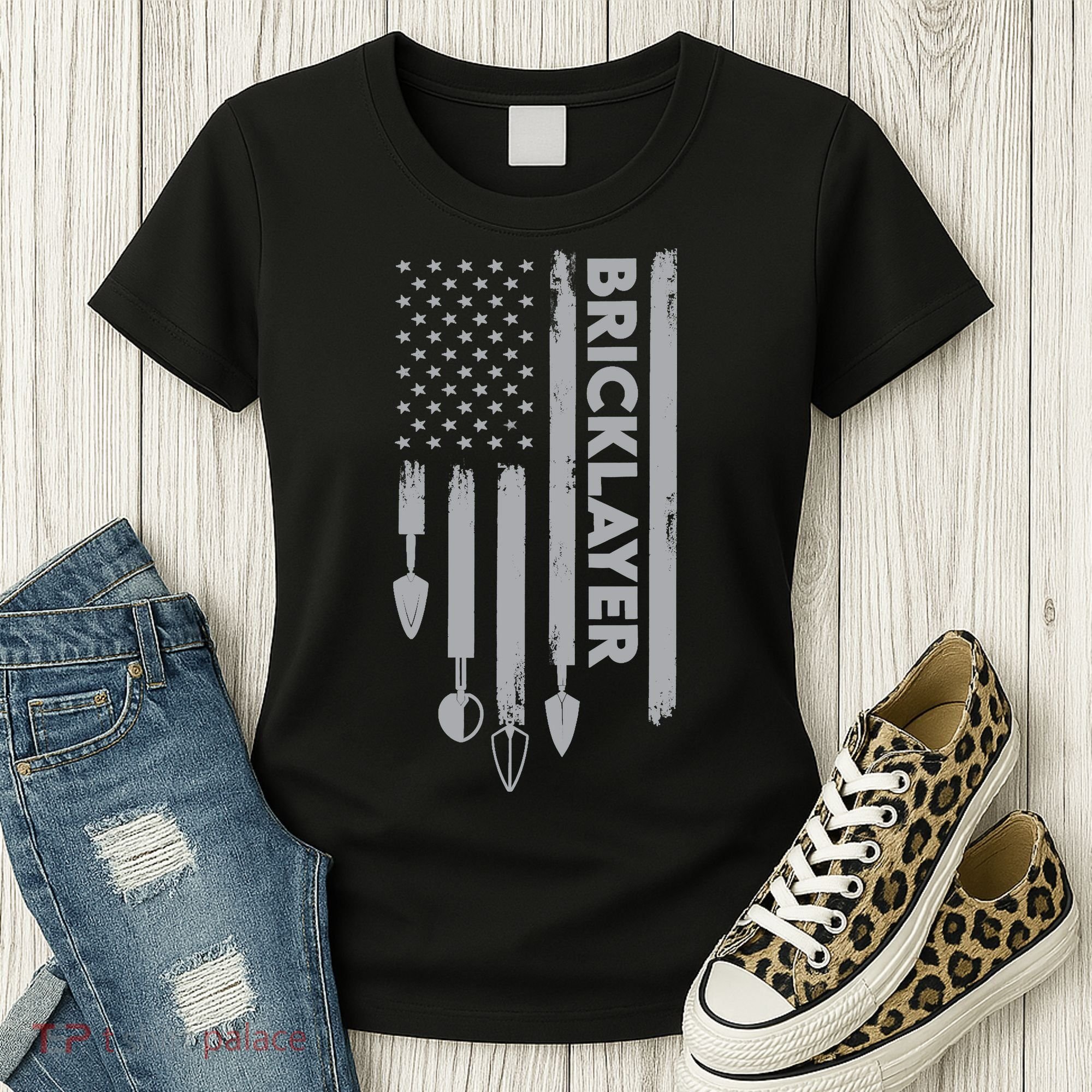 Bricklayer USA Flag America Brick Masonry Women's T-Shirt