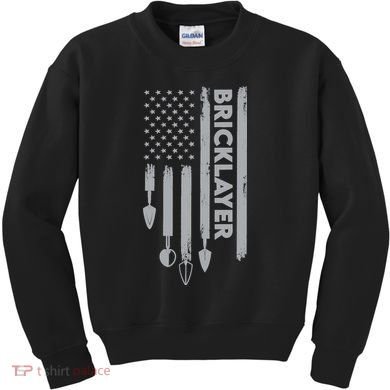 Bricklayer USA Flag America Brick Masonry Kids Sweatshirt