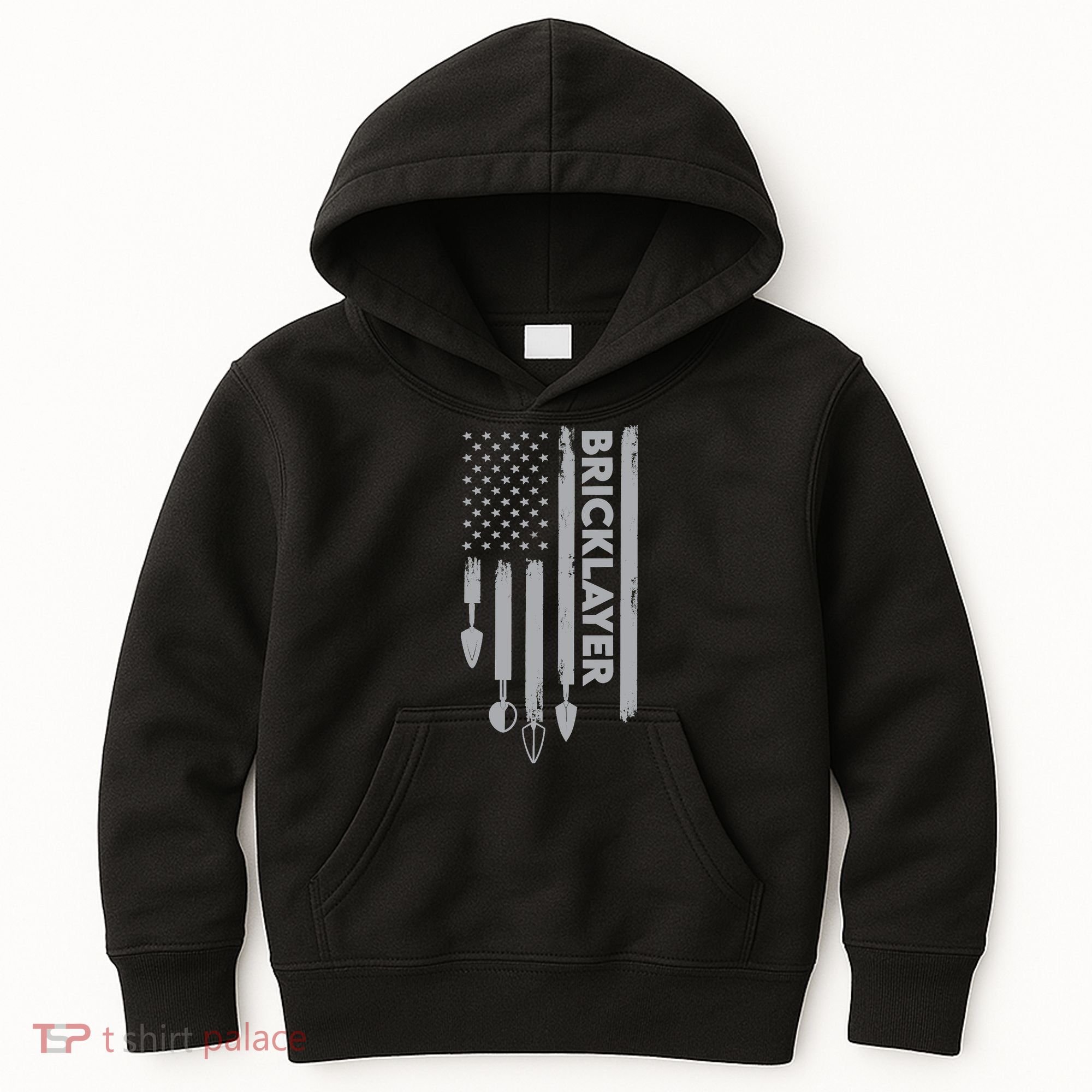 Bricklayer USA Flag America Brick Masonry Kids Hoodie