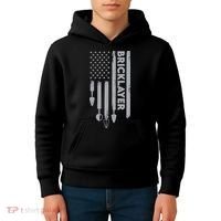 Bricklayer USA Flag America Brick Masonry Kids Hoodie thumb 4