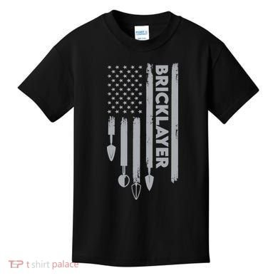 Bricklayer USA Flag America Brick Masonry Kids T-Shirt