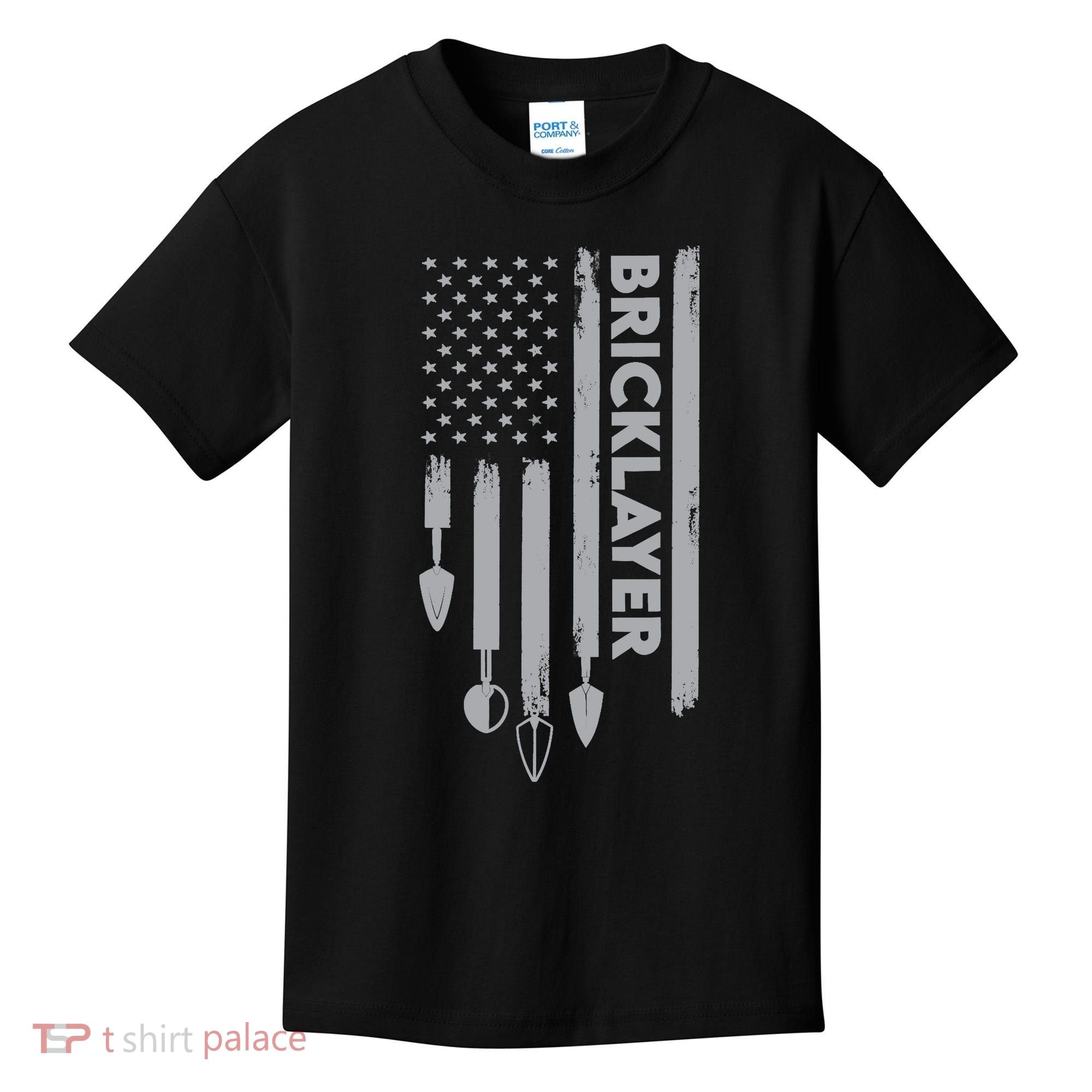 Bricklayer USA Flag America Brick Masonry Kids T-Shirt