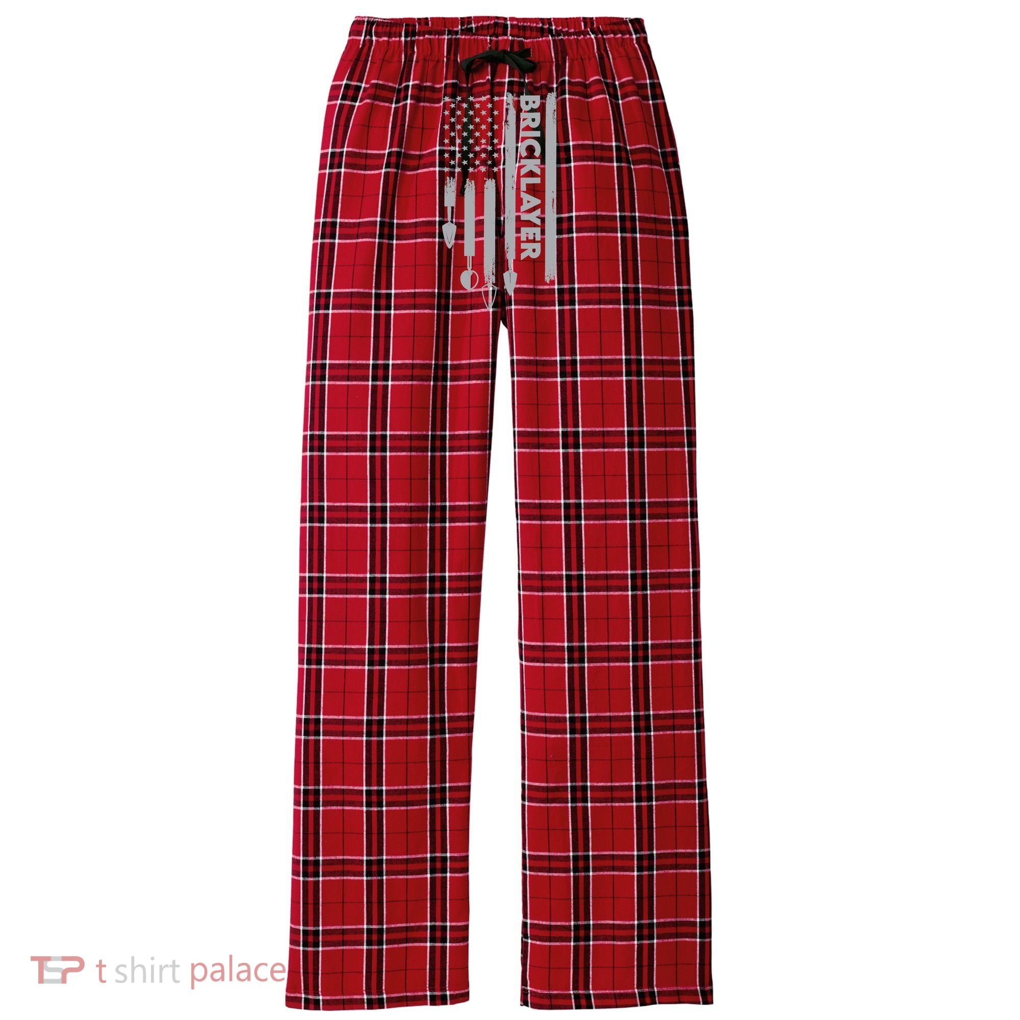 Bricklayer USA Flag America Brick Masonry Women's Flannel Plaid Pajama Pants