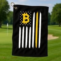 Bitcoin USA Flag Golf Towel thumb 1