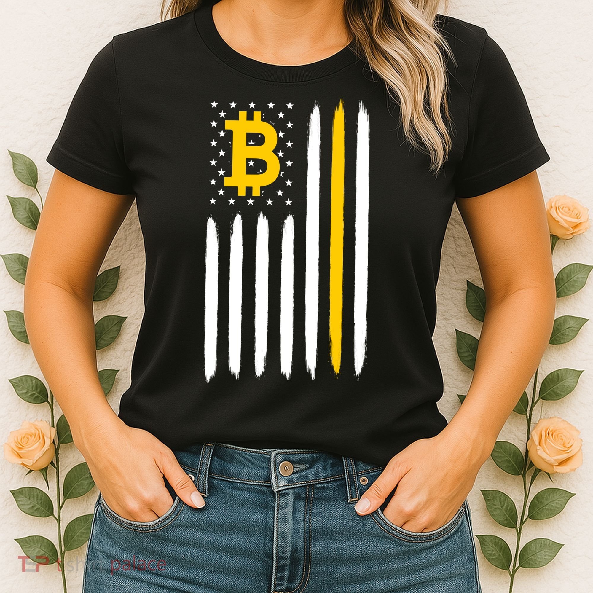 Bitcoin USA Flag Women's T-Shirt