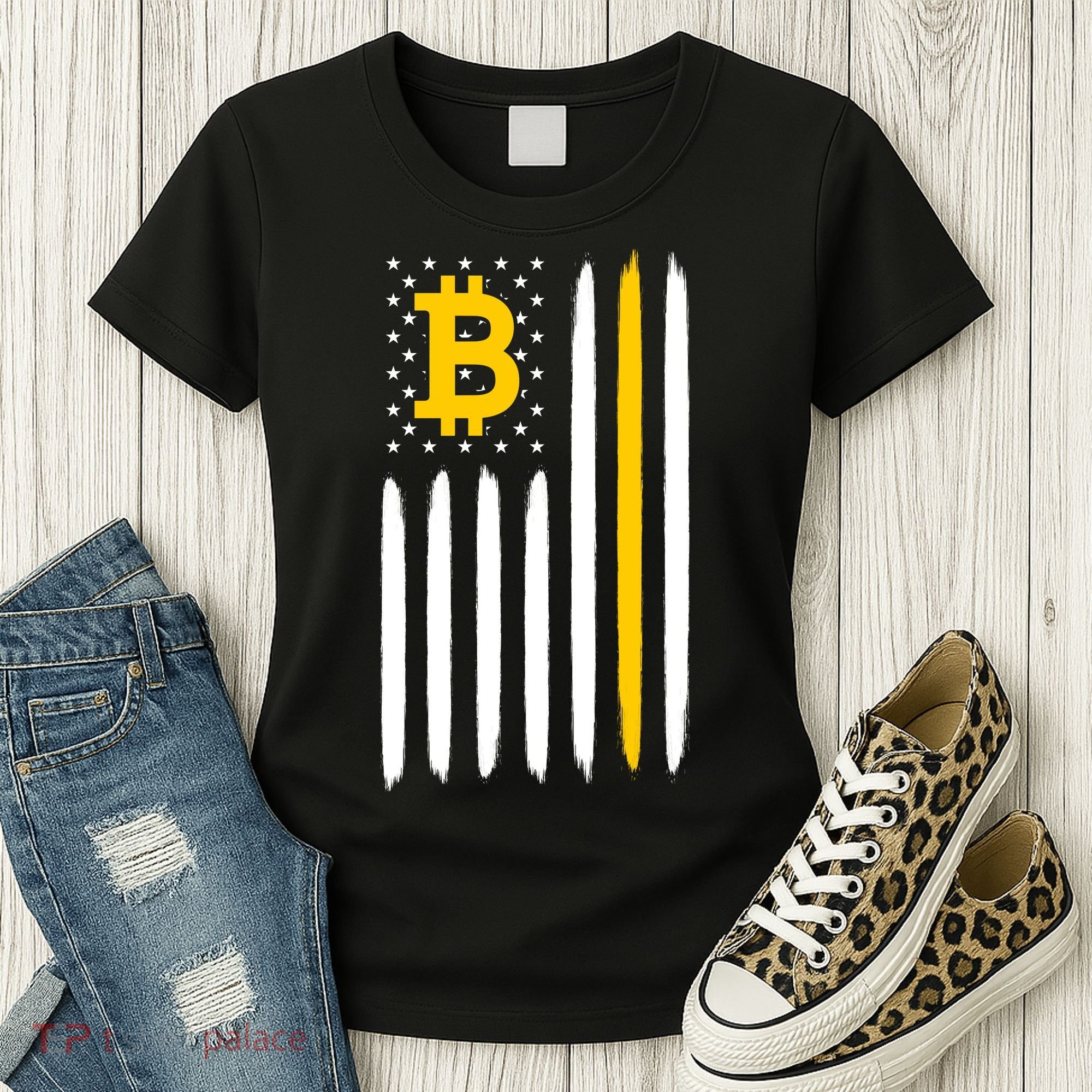 Bitcoin USA Flag Women's T-Shirt