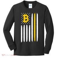 Bitcoin USA Flag Kids Long Sleeve Shirt thumb 0